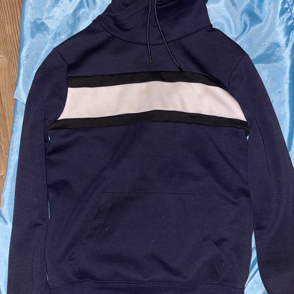 Navy Blue and white Turtleneck jacket